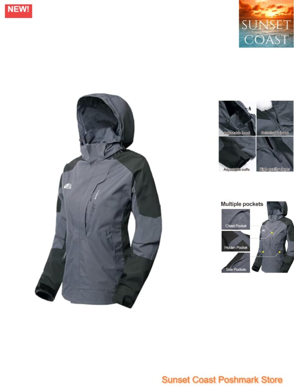 Waterproof Women's Rain Jacket with Hood Lightweight Packable Windbreaker